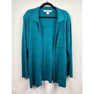 Women’s Howard Wolf Escape Size Large Dark Teal & Black Striped Long Sleeve Swea